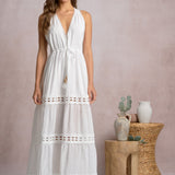 V Neck Tie Front Maxi Dress