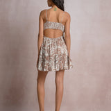 Smocked Leaf Print Dress