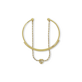 Double Layered CZ Heart Cuff Bracelet
