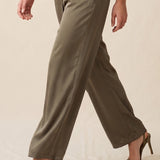 Satin Asymmetrical Waist Pant With Buckle