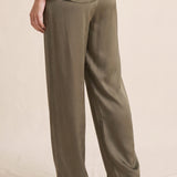 Satin Asymmetrical Waist Pant With Buckle