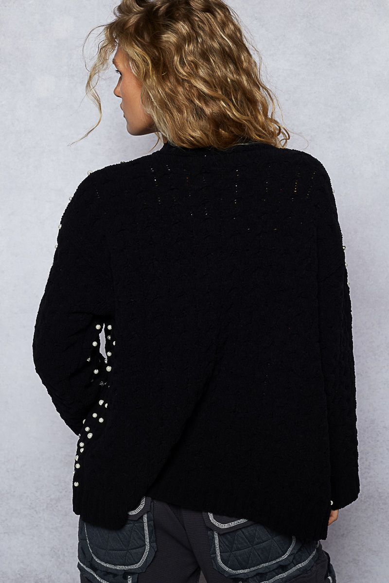 Pearl Knit Cardigan - Black, Women's Tops Collection