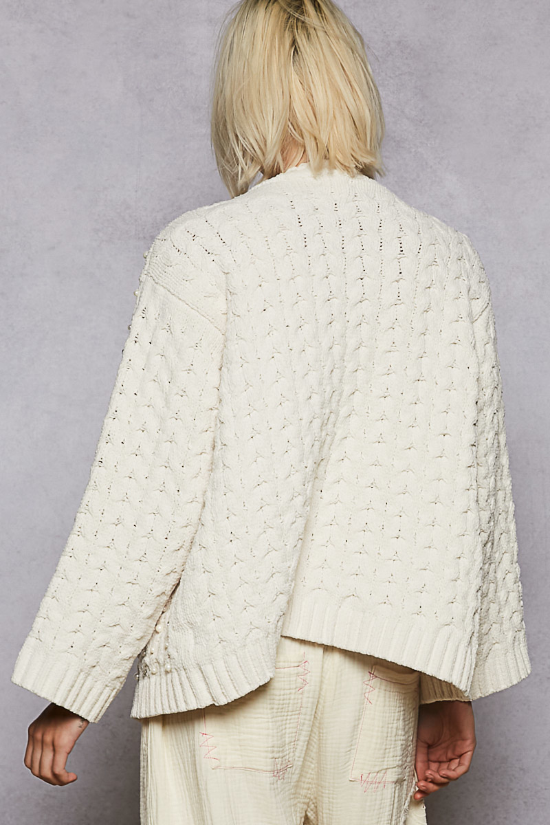 Pearl Knit Cardigan - Cream, Women's Tops Collection