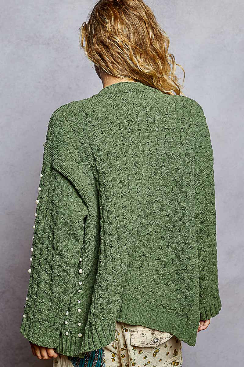 Pearl Knit Cardigan - Green, Women's Tops Collection