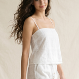 Embroidery Eyelet Spaghetti Strap Tank