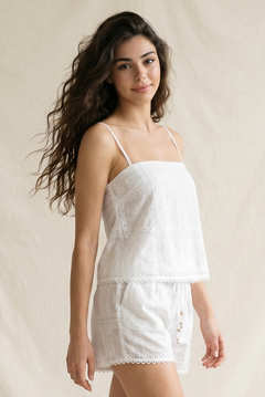 Embroidery Eyelet Spaghetti Strap Tank