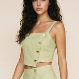 Linen Gold Stone Detail Top