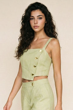 Linen Gold Stone Detail Top