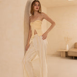 Cotton Front Twist Strapless Tube - Butter, Women's Tops Collection