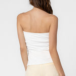 Cotton Front Twist Strapless Tube - Off White, Women's Tops Collection