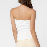 Cotton Front Twist Strapless Tube - Off White, Women's Tops Collection