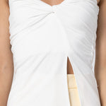 Cotton Front Twist Strapless Tube - Off White, Women's Tops Collection