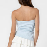 Cotton Front Twist Strapless Tube - Sky, Women's Tops Collection