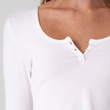 Long Sleeve Ribbed Button Top