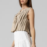 Pleated Tie Front Tank