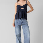 Twist Open Front Top - Navy, Women's Tops Collection