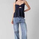 Twist Open Front Top - Navy, Women's Tops Collection