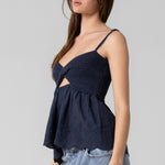 Twist Open Front Top - Navy, Women's Tops Collection