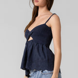 Twist Open Front Top - Navy, Women's Tops Collection