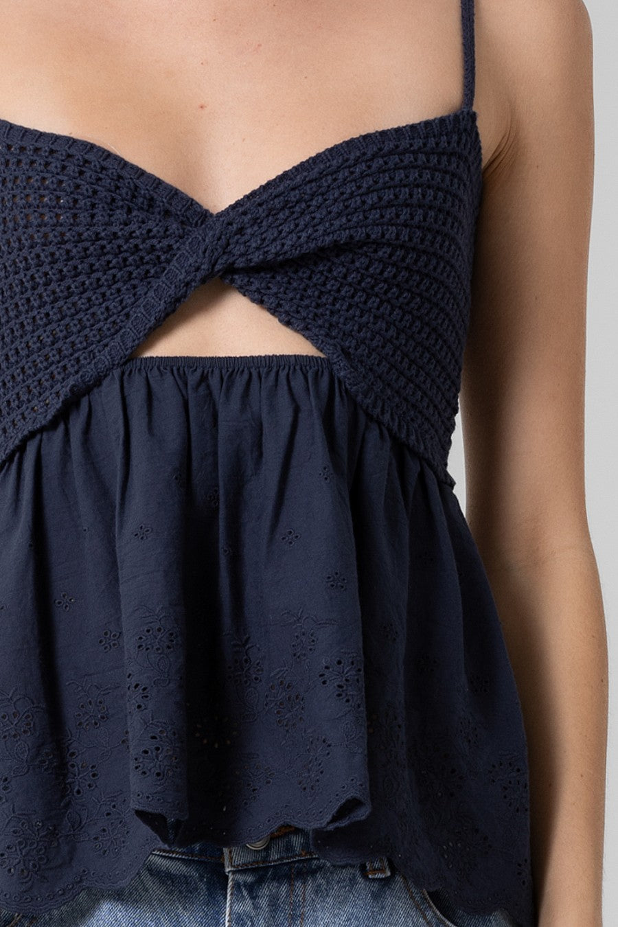 Twist Open Front Top - Navy, Women's Tops Collection