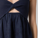 Twist Open Front Top - Navy, Women's Tops Collection