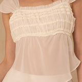 Chiffon Ruffle Top - Cream, Women's Tops Collection