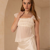 Chiffon Ruffle Top - Cream, Women's Tops Collection