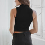 Short Sleeve Denim Top - Black, Women's Tops Collection