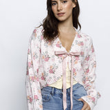 Floral Front Bow Tie Cardigan