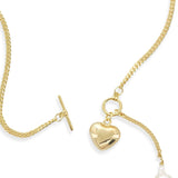 Curb Chain with Heart and Pearl Necklace