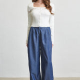 Lace Insert Ribbed Sweater Top