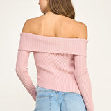 Asymmetrical Rib Off Shoulder Top
