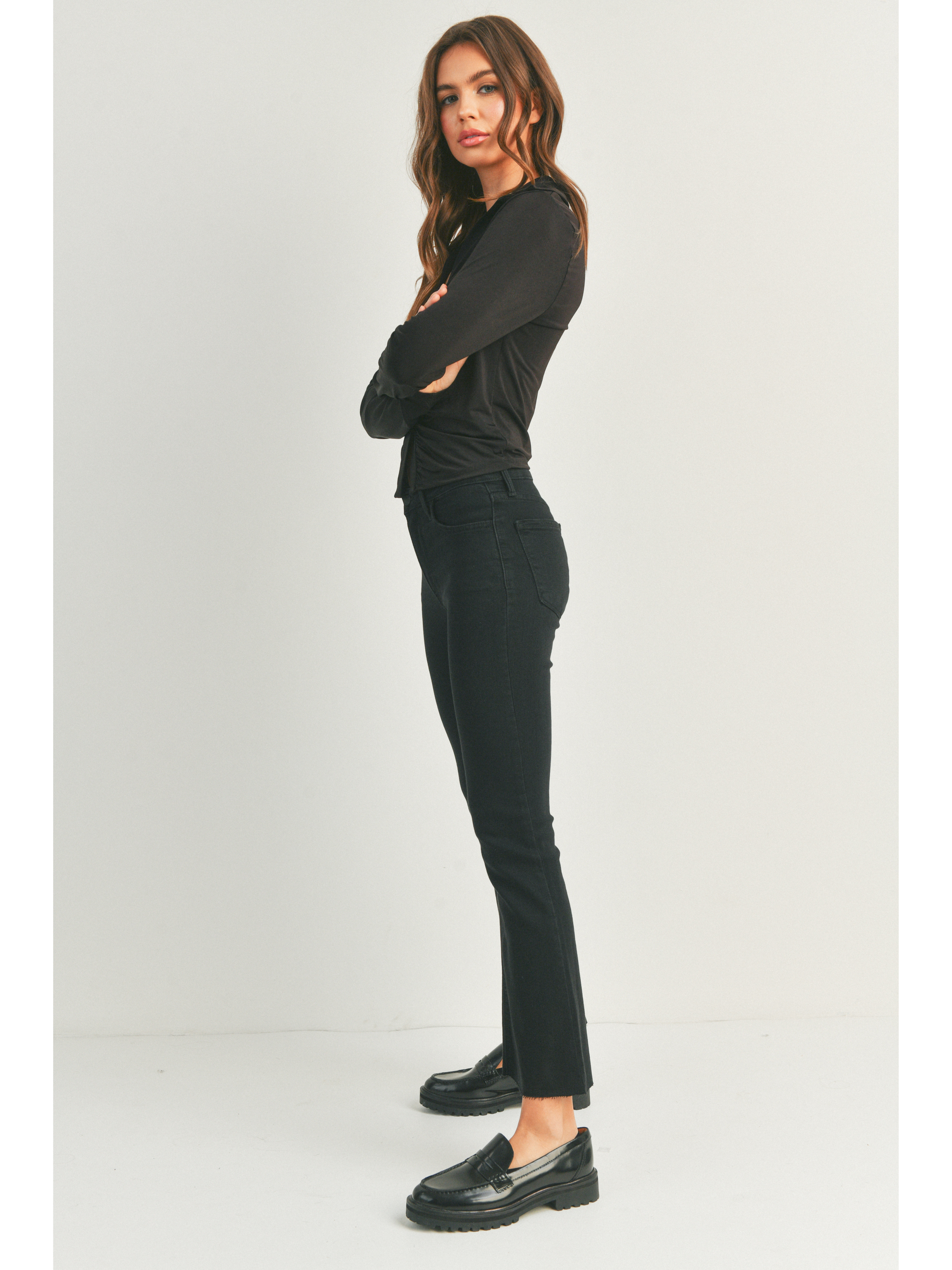 Just Black High Rise Tonal Crop Flare – Revival Boutique