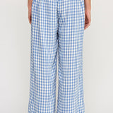Gingham Linen Wide Leg Pant