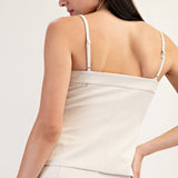 Button Down Banded Top - Off White, Women's Tops Collection