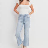 Just Black - High Rise Crop Flare With Distressed Hem