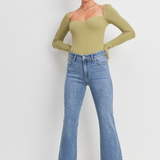 Just Black - High Rise Crop Flare With Distressed Hem