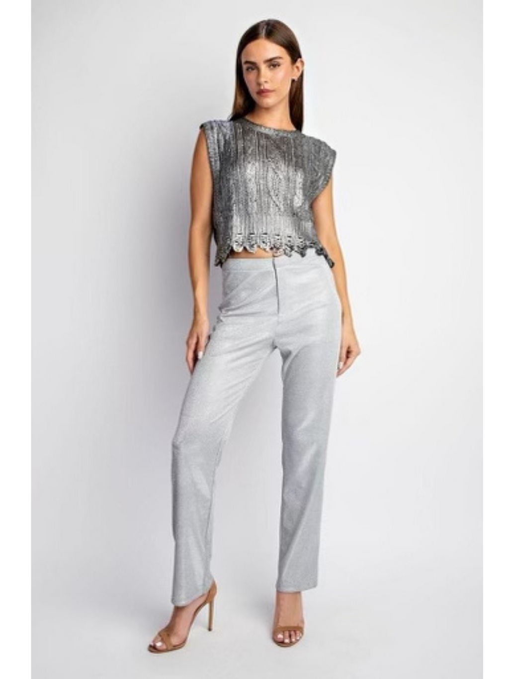 NEW Fabulous Authentic Fendi Monogram Metallic Silver Pants Trousers Size  36 XS | eBay