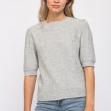 Cashmere Short Puff Sleeve Sweater