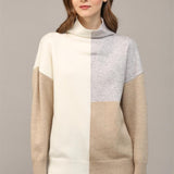 Mock Neck Block Color Sweater