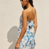 Strapless Printed Dress - Porcelain (white/blue flower detailing), Women's Dresses Collection