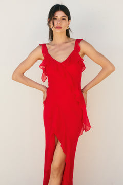 Ruffle Maxi - Red, Women's Dresses Collection