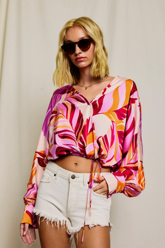 Crossover Floral Blouse