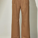 High Rise Button Down Woven Pant - mocha, womens bottoms/matching set collection