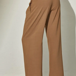 High Rise Button Down Woven Pant - mocha, womens bottoms/matching set collection