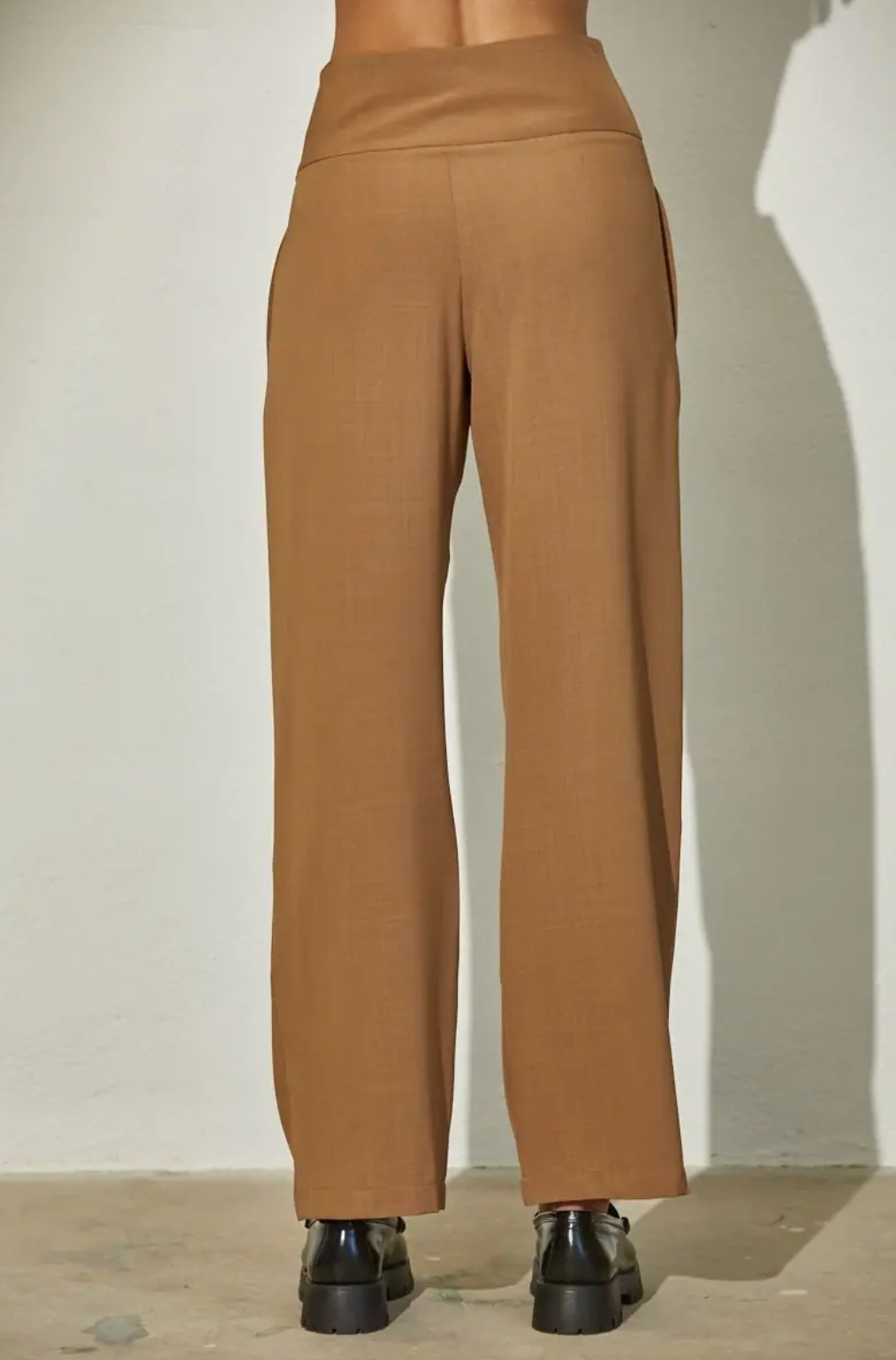 High Rise Button Down Woven Pant - mocha, womens bottoms/matching set collection