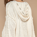 Chunky V Neck Hooded Sweater - cream, womens sweater collection