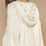 Chunky V Neck Hooded Sweater - cream, womens sweater collection