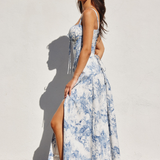 Tie Back Printed Midi Dress