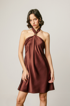 Halter Neck Dress With Gold Detail